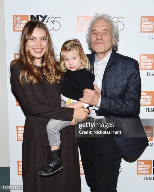 Director Abel Ferrara poses with his wife Christina Ferrara and their daughter at the 55th New York Film Festival presentation of - "Piazza Vittorio"...