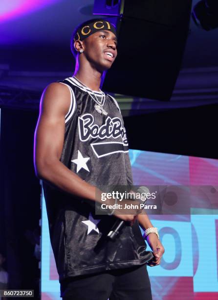 King Combs performs on stage at the 2017 REVOLT Music Conference - Chairman's Welcome Ceremony at Eden Roc Hotel on October 12, 2017 in Miami Beach,...