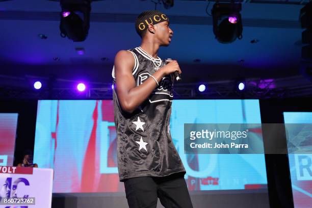 King Combs performs on stage at the 2017 REVOLT Music Conference - Chairman's Welcome Ceremony at Eden Roc Hotel on October 12, 2017 in Miami Beach,...