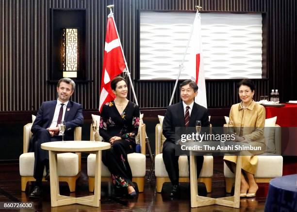 Crown Prince Frederik, Crown Princess Mary of Denmark, Japanese Crown Prince Naruhito and Crown Princess Masako attend the ceremony marking the 150th...