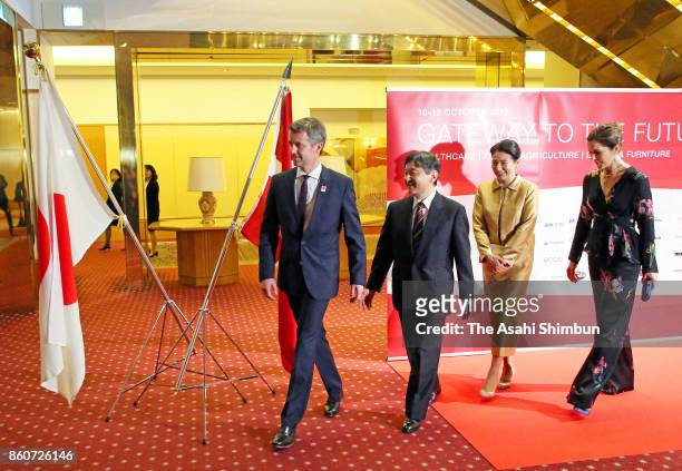 Crown Prince Frederik of Denmark and Crown Princess Mary of Denmark welcome Japanese Crown Prince Naruhito and Crown Princess Masako at the ceremony...