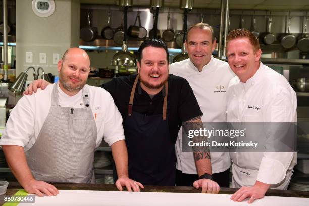 Chefs Dan Kluger, Matt Lambert, Charlie Palmer and Christopher Engel attend a Dinner with Charlie Palmer, Matt Lambert and Dan Kluger part of the...