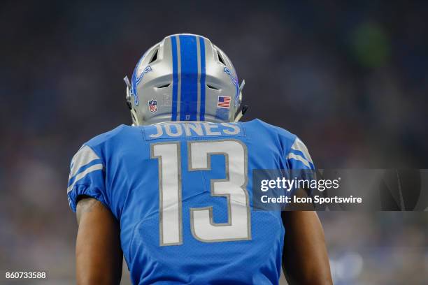 Detroit Lions wide receiver TJ Jones looks on during game action between the Atlanta Falcons and the Detroit Lions on September 24, 2017 at Ford...