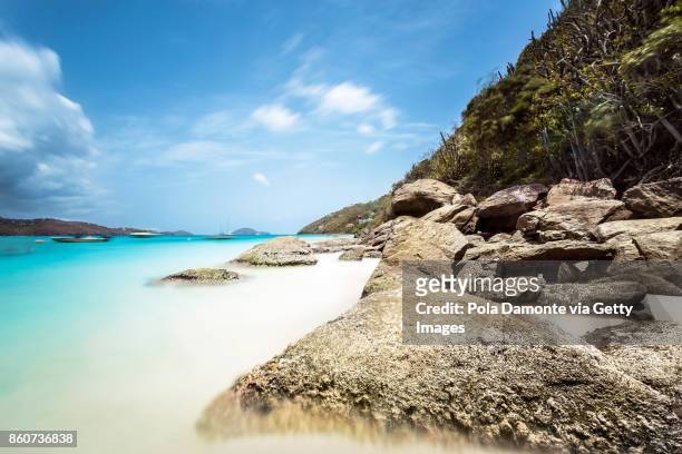 magens bay tropical beach with no people at saint thomas, us virgin islands - magens bay stock-fotos und bilder