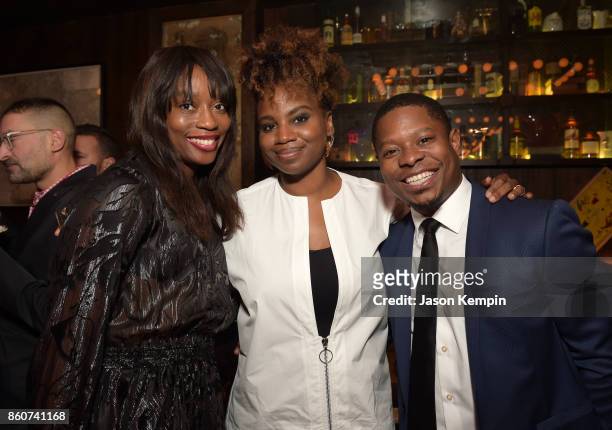 Yvonne Orji, Director Dee Rees and Jason Mitchell attend the "Mudbound" after-party following the screening at the 55th New York Film Festival on...