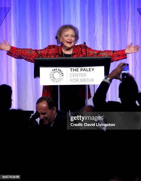 Actress Betty White speaks at Paley Honors in Hollywood: A Gala Celebrating Women in Television at the Beverly Wilshire Four Seasons Hotel on October...