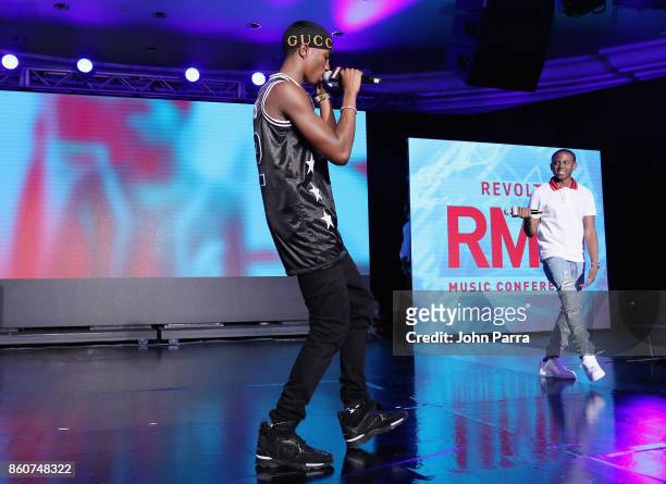 King Combs performs on stage at the 2017 REVOLT Music Conference - Chairman's Welcome Ceremony at Eden Roc Hotel on October 12, 2017 in Miami Beach,...