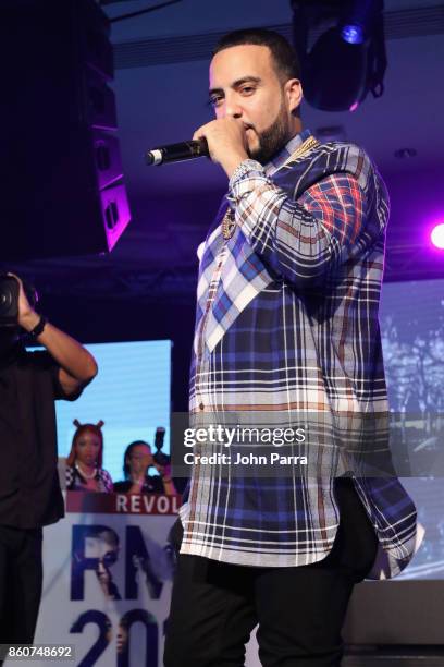 French Montana performs on stage at the 2017 REVOLT Music Conference - Chairman's Welcome Ceremony at Eden Roc Hotel on October 12, 2017 in Miami...