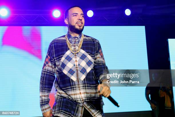 French Montana performs on stage at the 2017 REVOLT Music Conference - Chairman's Welcome Ceremony at Eden Roc Hotel on October 12, 2017 in Miami...