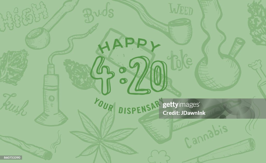 大麻雜草文化快樂 420 手拉橫幅設計