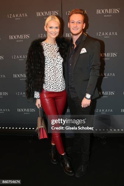 Darya Strelnikova and her boyfriend Roger Steininger during the grand opening of Roomers & IZAKAYA on October 12, 2017 in Munich, Germany.
