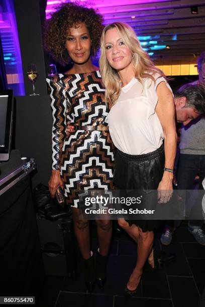 Marie Amière and Verena Klein during the grand opening of Roomers & IZAKAYA on October 12, 2017 in Munich, Germany.