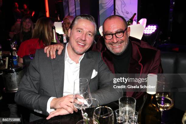 Franjo Pooth and Micky Rosen, Owner of Gekko Group/Roomers during the grand opening of Roomers & IZAKAYA on October 12, 2017 in Munich, Germany.