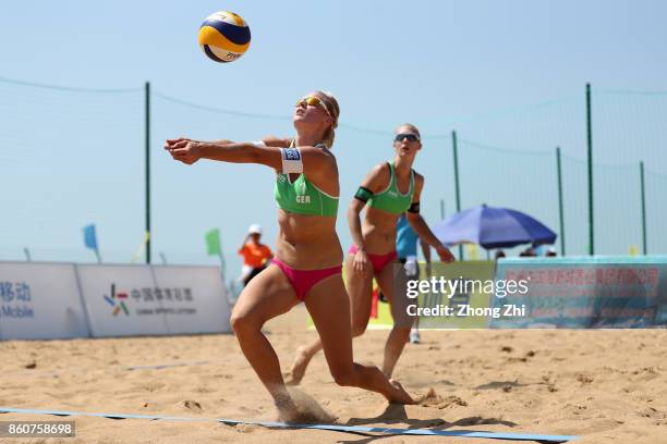 Kim Behrens of Germany in action with Sandra Ittlinger of Germany during the match against Emily Day and Brittany Hochevar of the United States on...