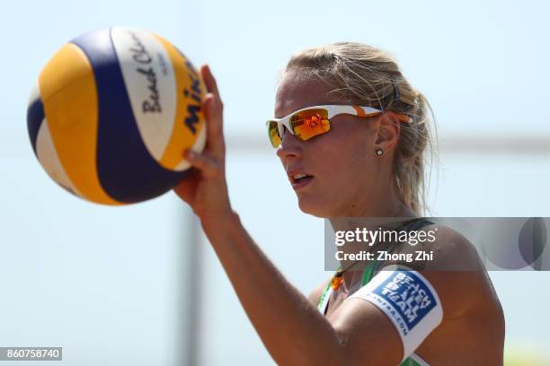 Kim Behrens of Germany in action with Sandra Ittlinger of Germany during the match against Emily Day and Brittany Hochevar of the United States on...