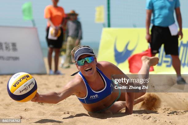 Niina Ahtiainen of Finland in action with Anniina Parkkinen of Finland during the match against Louise Bawden and Jessyka Ngauamo of Australia on Day...