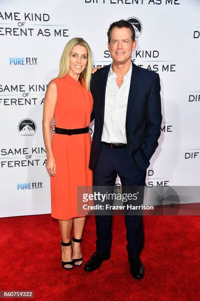 Helen Labdon and Greg Kinnear arrive at the Premiere Of Paramount Pictures And Pure Flix Entertainment's "Same Kind Of Different As Me" at Westwood...