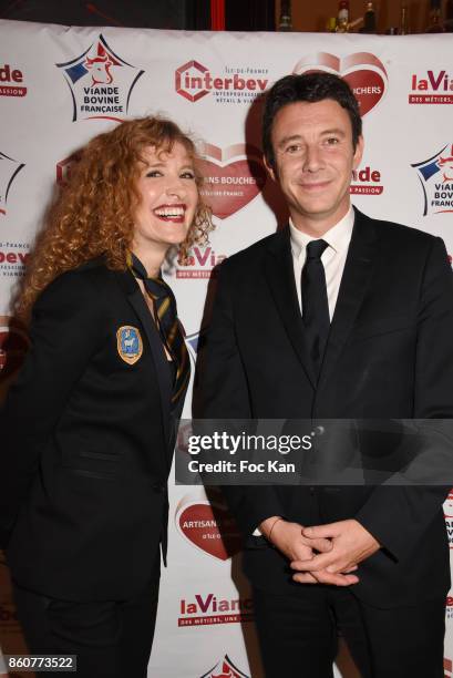 Veronique Langlais Presidente syndicat Federation de la Boucherie and Benjamin Griveaux from LREM attend the 'Boeuf A la Mode' Dinner Hosted by Les...