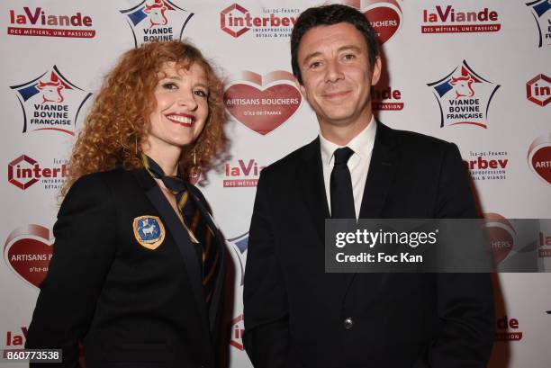 Veronique Langlais Presidente syndicat Federation de la Boucherie and Benjamin Griveaux from LREM attend the 'Boeuf A la Mode' Dinner Hosted by Les...