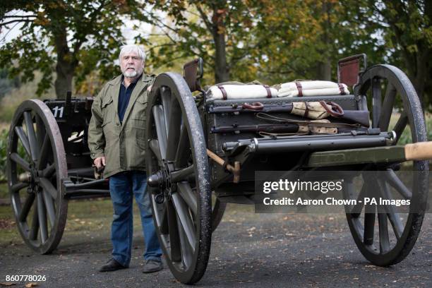 John Slough with a restored 18-pounder field gun and Limber Ammo Carrier, as the world-renowned historical gunsmith, who specialises in...