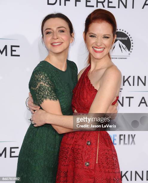 Actresses Caterina Scorsone and Sarah Drew attend the premiere of "Same Kind of Different as Me" at Westwood Village Theatre on October 12, 2017 in...
