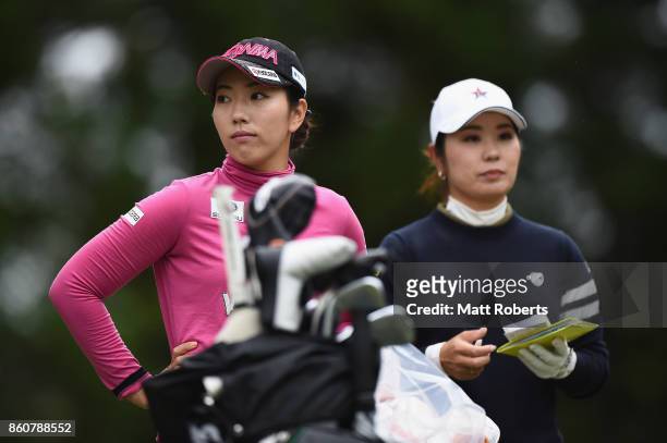 Ritsuko Ryu of Japan looks on during the first round of the Fujitsu Ladies 2017 at the Tokyu Seven Hundred Club on October 13, 2017 in Chiba, Japan.