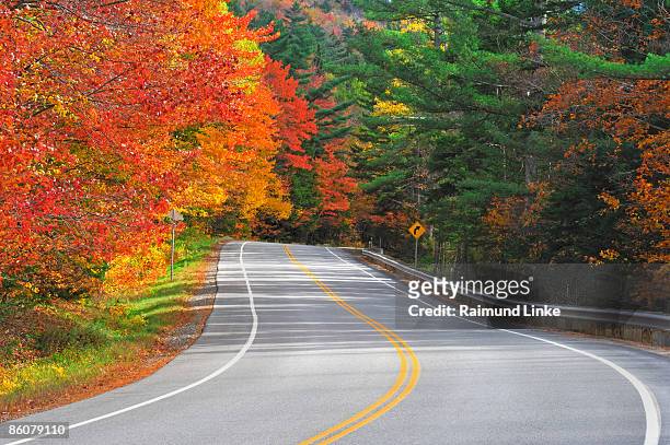 , kancamagus highway in autumn , white mountain national forest , new hampshire , - white mountain nationalforst stock-fotos und bilder