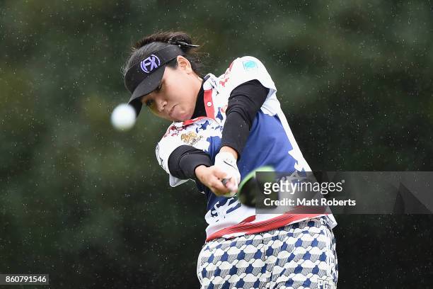 Pei-Ying Tsai of Taiwan hits her tee shot on the 3rd hole during the first round of the Fujitsu Ladies 2017 at the Tokyu Seven Hundred Club on...