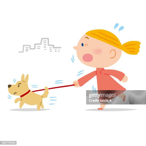 dog walking pull - dog walking white background stock illustrations