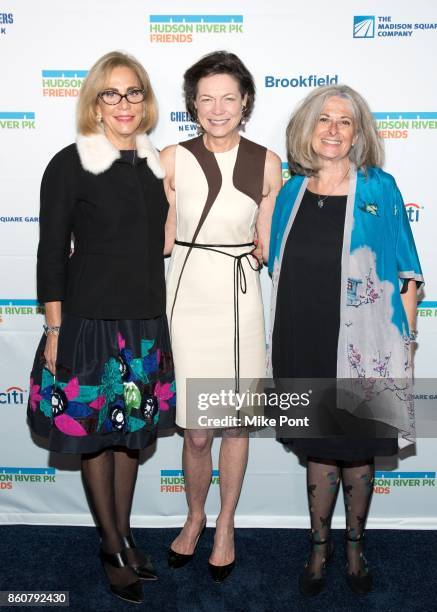 Madelyn Wils, Diana Taylor, and Connie Fishman attend the 2017 Hudson River Park Annual Gala at Hudson River Park's Pier 62 on October 12, 2017 in...