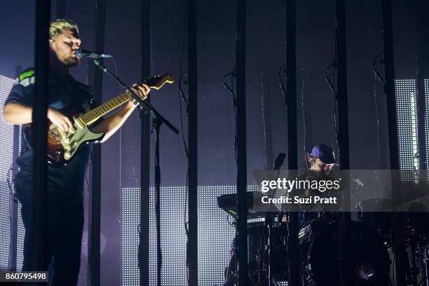 Joe Newman and Thom Sonny Green of Alt-J perform at WaMu Theater on October 12, 2017 in Seattle, Washington.