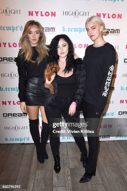 Daisy Clementine, Starlie Smith and Pyper Smith attend NYLON's It Girl Party At The Highlight Room At Dream Hollywood on October 12, 2017 in...
