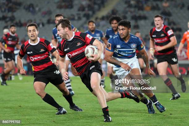 Marshall Suckling of Canterbury makes a break during the round nine Mitre 10 Cup match between Auckland and Canterbury at Eden Park on October 13,...