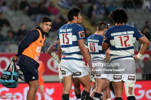 All Black Rieko Ioane runs the water during the round nine Mitre 10 Cup match between Auckland and Canterbury at Eden Park on October 13, 2017 in...