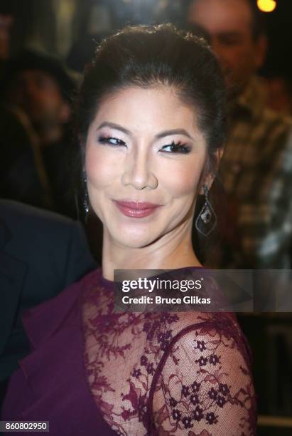 Julie Chen poses at the opening night arrivals for "Springsteen on Broadway" at The Walter Kerr Theatre on October 12, 2017 in New York City.