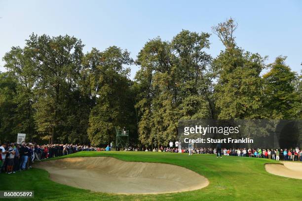 General view as spectators gather by the 17th green during day two of the Italian Open at Golf Club Milano - Parco Reale di Monza on October 13, 2017...