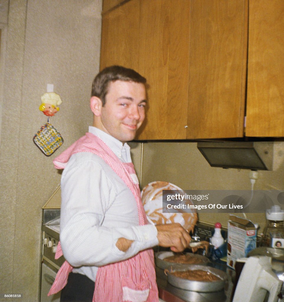 Man baking cake