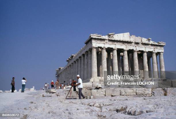 Le temple grec antique du Parthénon sur l'Acropole, circa 1970 à Athènes, Grèce.