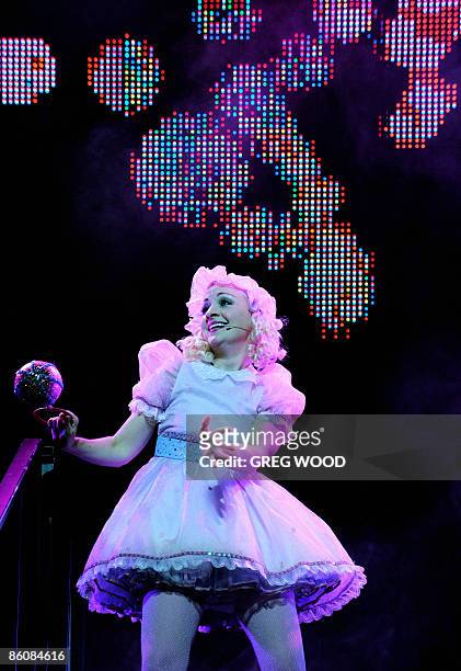 Kate Miller Heidke performs the role of "Baby Jane" during a rehearsal for "Jerry Springer The Opera" at the Sydney Opera House on April 21, 2009....