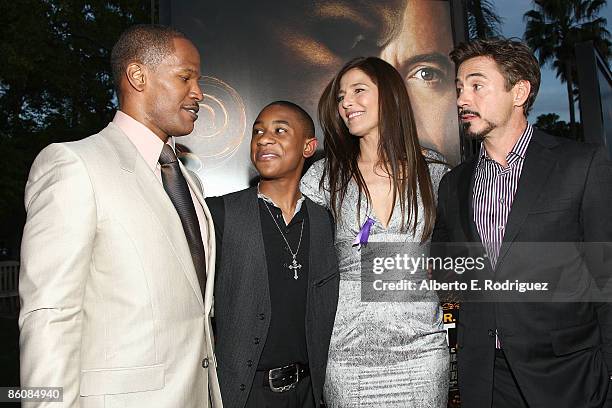 Actors Jamie Foxx, Justine Martin, Catherine Keener and Robert Downey Jr. Arrive at the premiere of Dreamworks Pictures' "The Soloist" held at the...