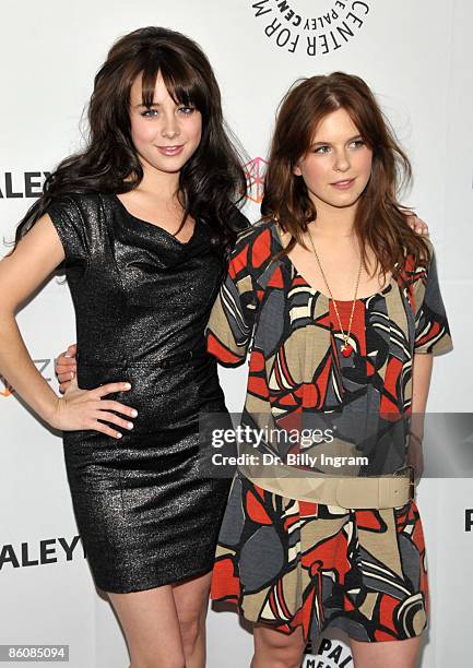 Actresses Alessandra Torressani and Magda Apanowicz arrive at PaleyFest09 presents "Battlestar Galactica/Caprica" at the ArcLight Theaters on April...