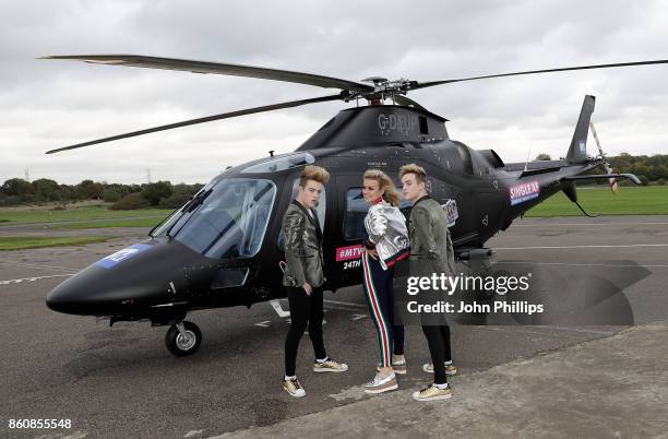 Tallia Storm and Jedward during the MTV 'Single AF' Photocall at Elstree Studios on October 13, 2017 in Borehamwood, England. Seven celebrities...