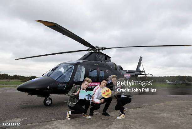 Jedward and Elliot Crawford during the MTV 'Single AF' Photocall at Elstree Studios on October 13, 2017 in Borehamwood, England. Seven celebrities...