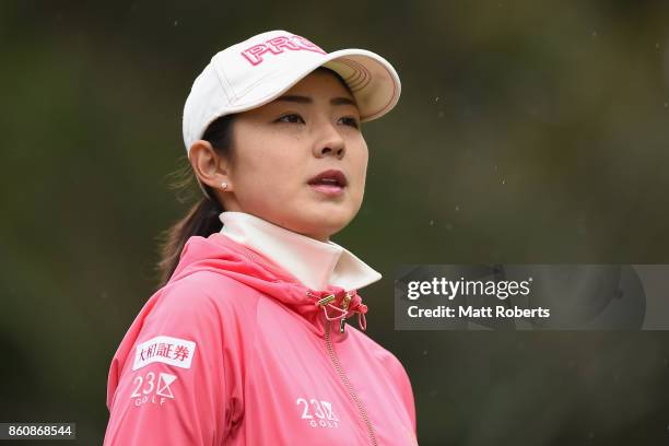 Rie Tsuji of Japan looks on during the first round of the Fujitsu Ladies 2017 at the Tokyu Seven Hundred Club on October 13, 2017 in Chiba, Japan.