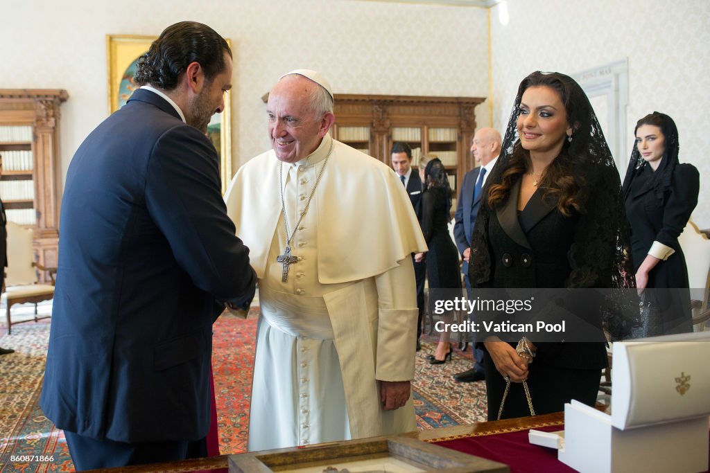 Pope Francis Meets the Lebanon Prime Minister Saad Hariri