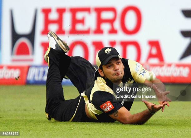 Yashpal Singh of Kolkata Knight Riders takes a catch during the IPL T20 match between Kings XI Punjab v Kolkata Knight Riders at Sahara Park on April...