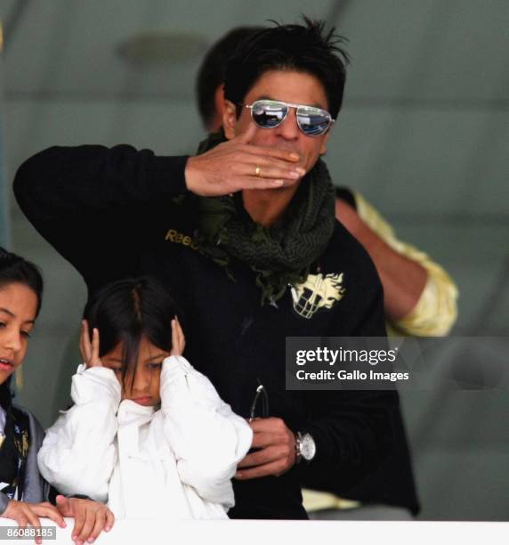 Bollywood star Shah Rukh Khan in Durban during the IPL T20 match between Kings XI Punjab v Kolkata Knight Riders at Sahara Park on April 21, 2009 in...