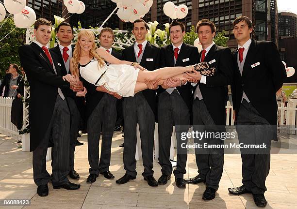 Liz McClarnon relaunches the internet search engine Jeeves to Ask Jeeves at Broadgate Circle on April 21, 2009 in London, England.