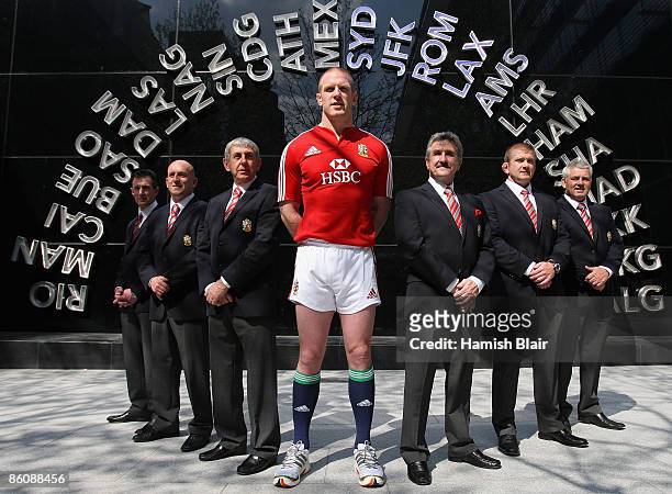 Paul O'Connell of Ireland with the coaching and management staff after being named captain of the squad during the press conference to announce the...
