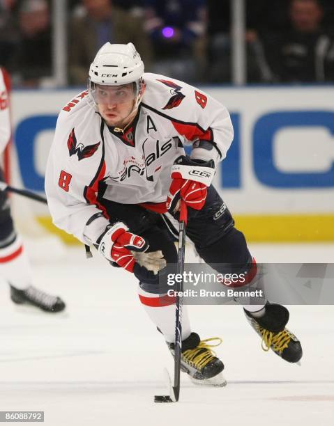 Alex Ovechkin of the Washington Capitals skates against the New York Rangers during Game Three of the Eastern Conference Quarterfinal Round of the...